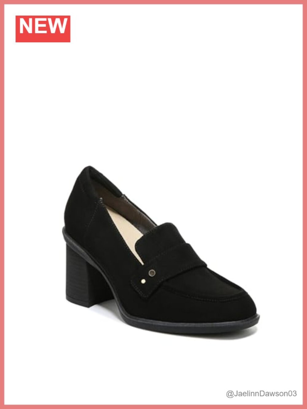 Heeled Loafer with Square Toe, ReFiber Sustainable, Slip-On, Block Heel